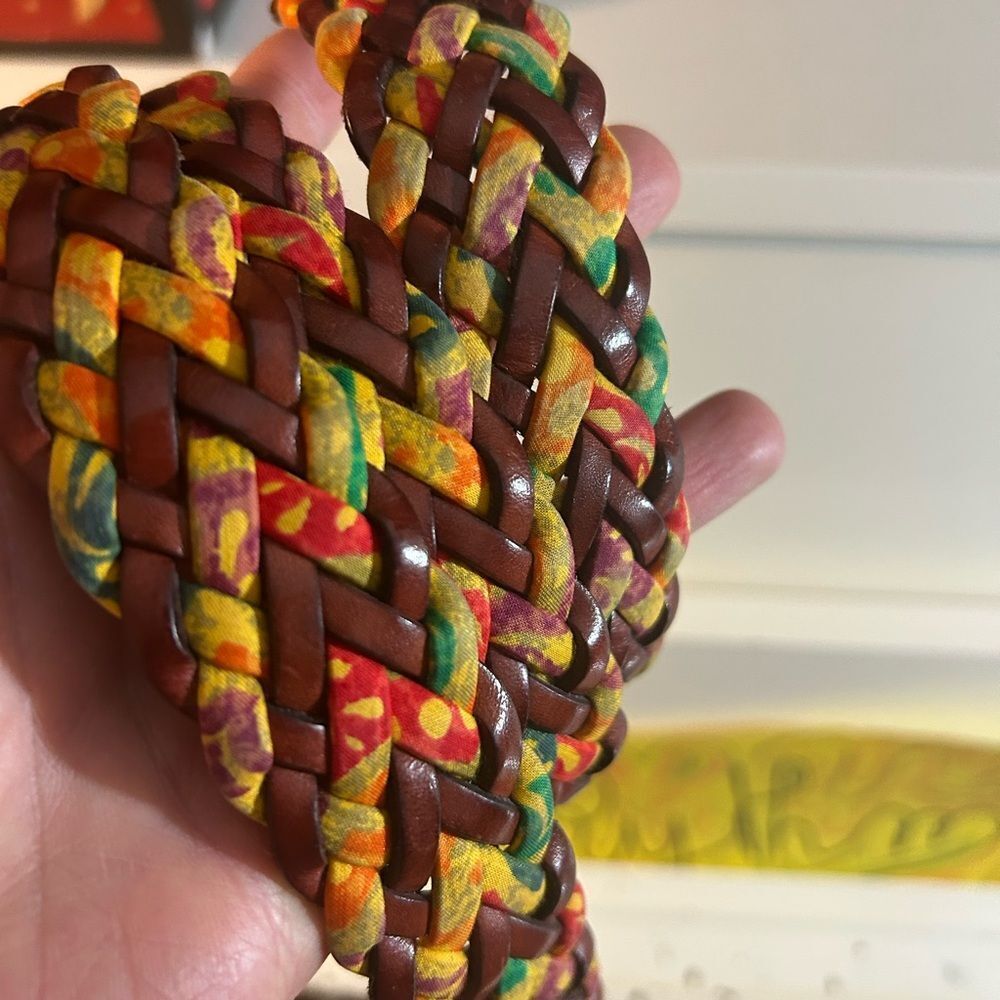 Escada Colorful Braided Belt with Gold Buckle Made in Italy 42 - Picture 13 of 15